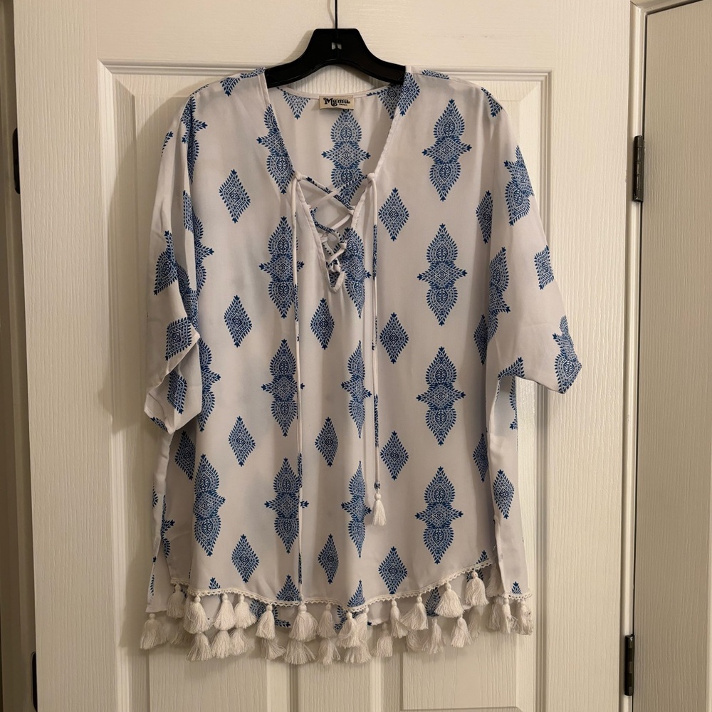 SHOW ME YOUR MUMU Tennessee Tassel Tunic in Baby Blue - Picture 2 of 10